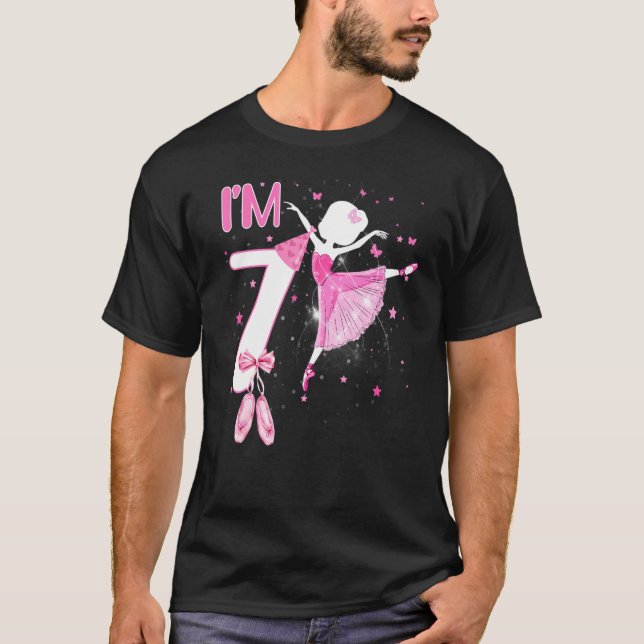 I'm 7th Birthday Ballerina Girl Ballet Dancer Bday T-Shirt (Front)