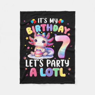 I'm 7th Birthday Girl Cute Axolotl 7 Year Old Bday Fleece Blanket