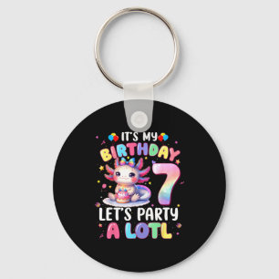 I'm 7th Birthday Girl Cute Axolotl 7 Year Old Bday Key Ring