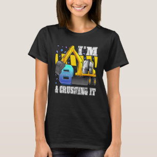 I'm 8 And Crushing It Construction Excavator 8th B T-Shirt