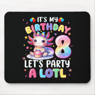 I'm 8th Birthday Girl Cute Axolotl 8 Year Old Bday Mouse Mat