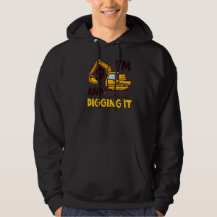 I'm 9 And Digging It 9 Years Old 9th Birthday Exca Hoodie