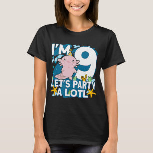 I'm 9 bday Axolotl party cute 9th Birthday Kids Ax T-Shirt