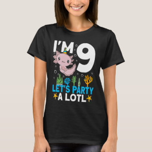 I'm 9 bday Axolotl party cute 9th Birthday Kids Ax T-Shirt