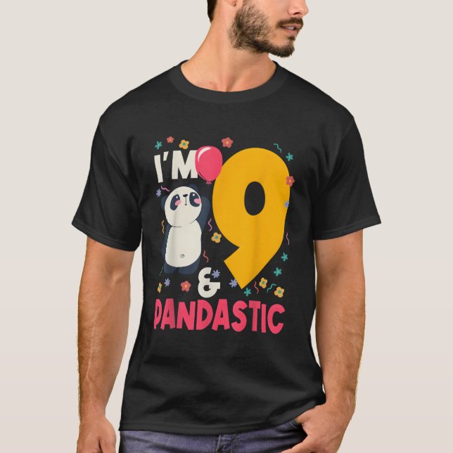 I'M 9 Pandastic Panda Py Celebration 9Th T-Shirt (Front)