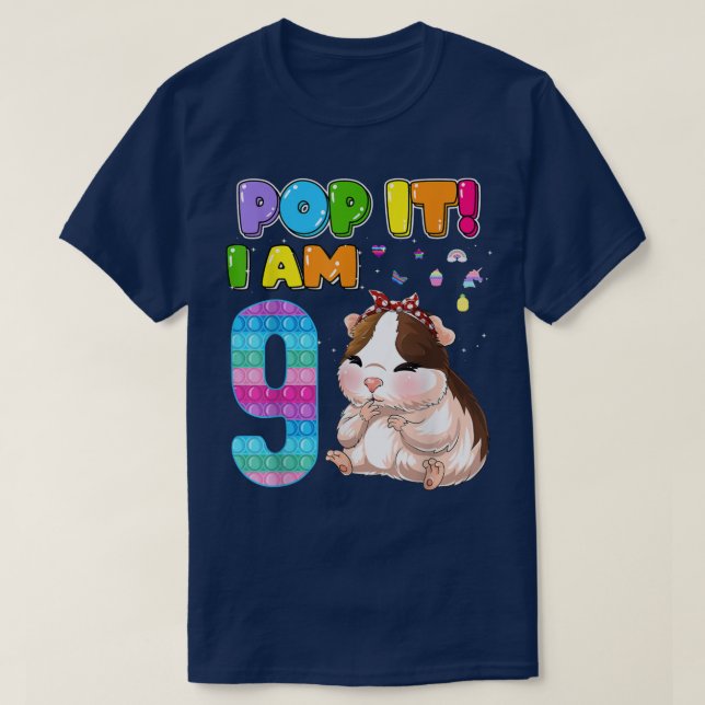 I'm 9 Years Old 9th Birthday Guinea Pig Girls Pop  T-Shirt (Design Front)
