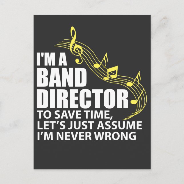 I'm A Band Director Funny Musician Music Lover Postcard (Front)