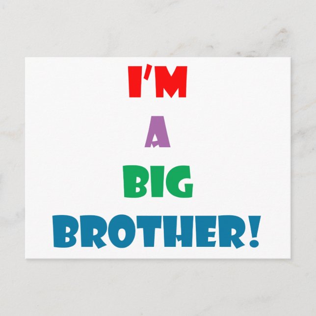 I'm a big brother text postcard (Front)