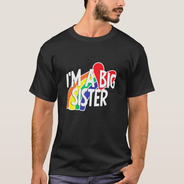 Im A Big Sister Colourful Rainbow Love Heart Sis T-Shirt (Front)