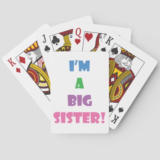 I'm a big sister text playing cards (Back)