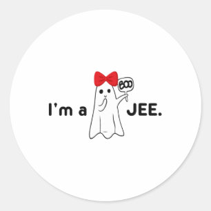 I'm A Boo Jee Funny Cute Red Bow Girl Lady Spooky Classic Round Sticker