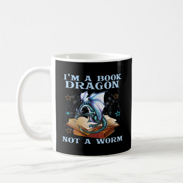 I'M A Book Dragon Not A Worm Dragons Coffee Mug (Left)