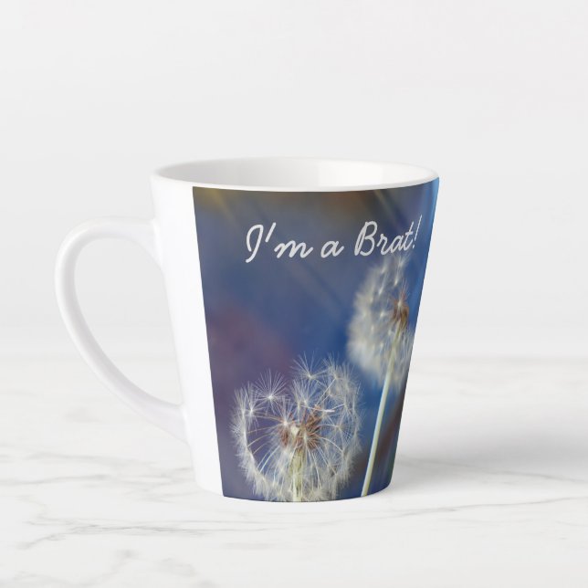 "I'm a Brat" Dandelion Latte Mug (Left)