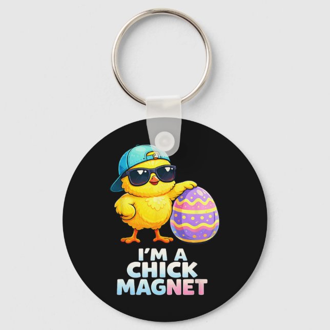Im A Chick Magnet Funny Easter Chick Pun For Boys  Key Ring (Front)