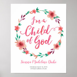 I'm a child of God personalised Baptism print