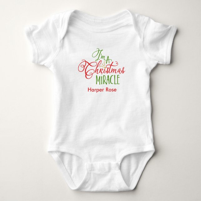 I'm a Christmas Miracle Baby Bodysuit (Front)