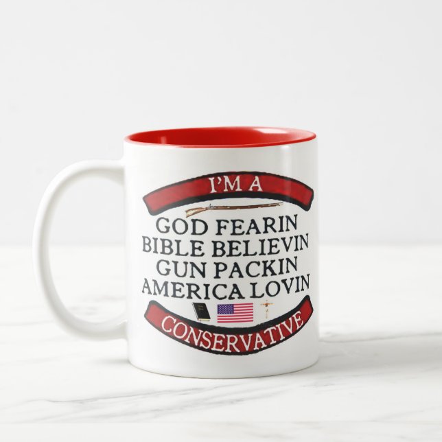 I'M A CONSERVATIVE Two-Tone COFFEE MUG (Left)