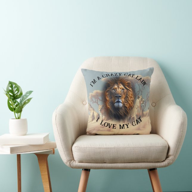 "I'm A Crazy Cat Lady" Fun Custom Throw Pillow (Chair)