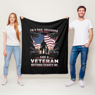 I'm A Dad Grandpa And Veteran Fathers Day Veteran Fleece Blanket
