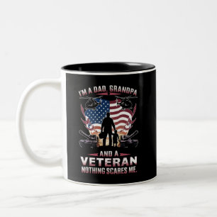 I'm A Dad Grandpa And Veteran Fathers Day Veteran Two-Tone Coffee Mug