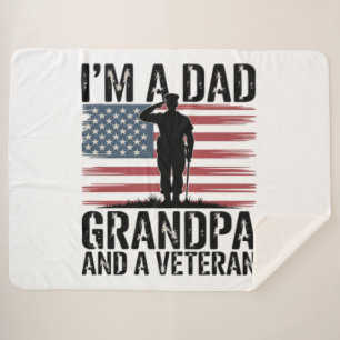 I'm A Dad Grandpa and Veteran Nothing Scares  Sherpa Blanket