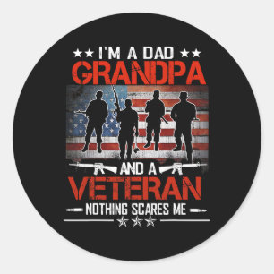 Im A Dad Grandpa Proud Veteran Fathers Day 235 Classic Round Sticker