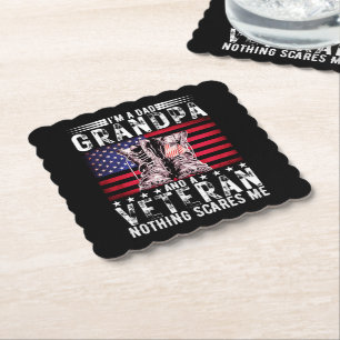 I'm A Dad Grandpa Veteran Funny Father Retirement Paper Coaster