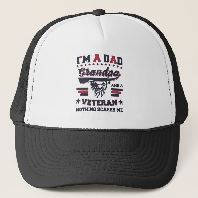 I'm A Dad Grandpa Veteran Trucker Hat (Front)