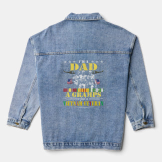 Im A Dad Grandpa Vietnam Veteran Vintage Military Denim Jacket