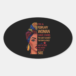 I'm a February woman Oval Sticker