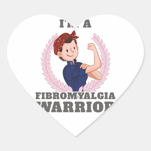 I'm a Fibromyalgia Warrior FM Awareness Gift Gift Heart Sticker (Front)