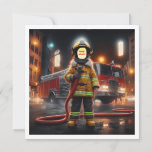 I'm a firefighter, kid invite, child firefighter card