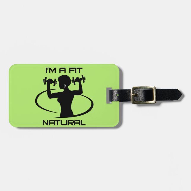 I'm A Fit Natural- Black Luggage Tag (Front Horizontal)