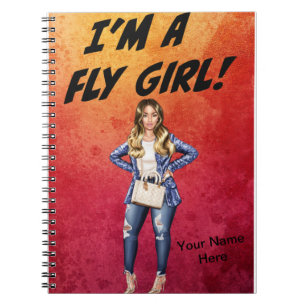 I'm A Fly Girl African American Woman Red Cover Notebook
