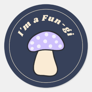 I'm A Fun-gi Cute Retro Toadstool Soft Mauve Classic Round Sticker