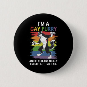 I'm A Gay Furry Fox Rainbow LGBTQ Pride 6 Cm Round Badge