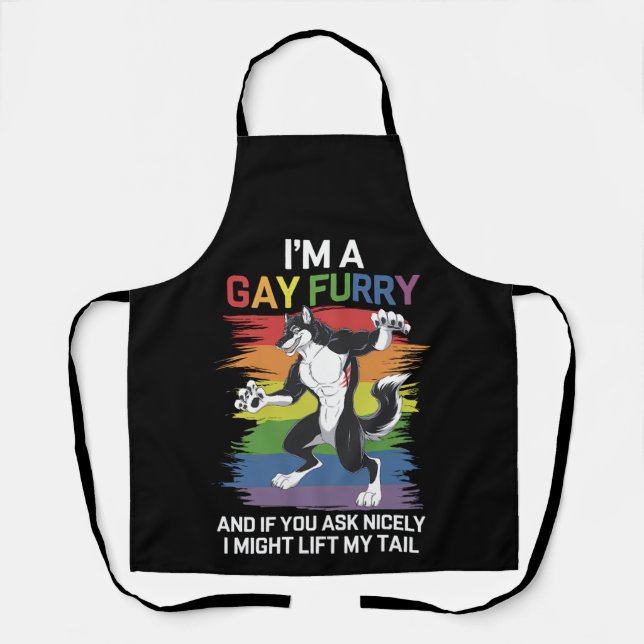 I'm A Gay Furry Fox Rainbow LGBTQ Pride Apron (Front)