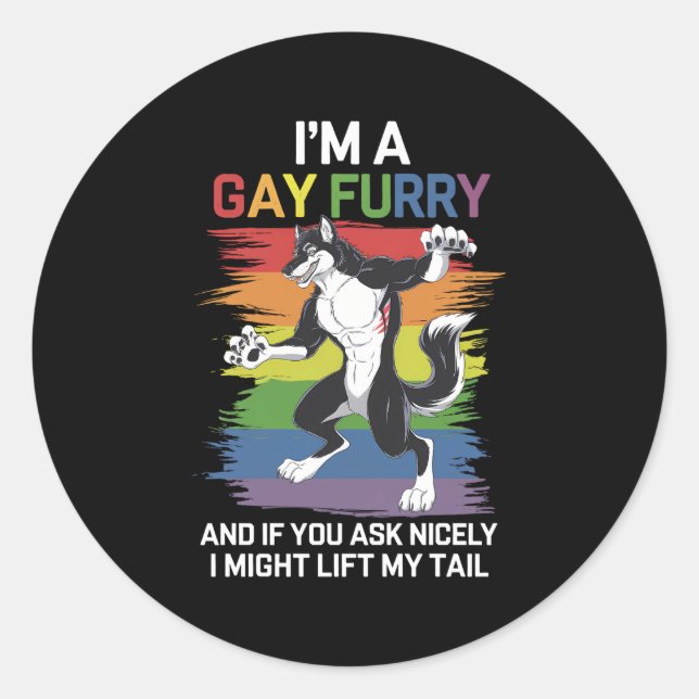 I'm A Gay Furry Fox Rainbow LGBTQ Pride Classic Round Sticker (Front)