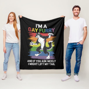 I'm A Gay Furry Fox Rainbow LGBTQ Pride Fleece Blanket