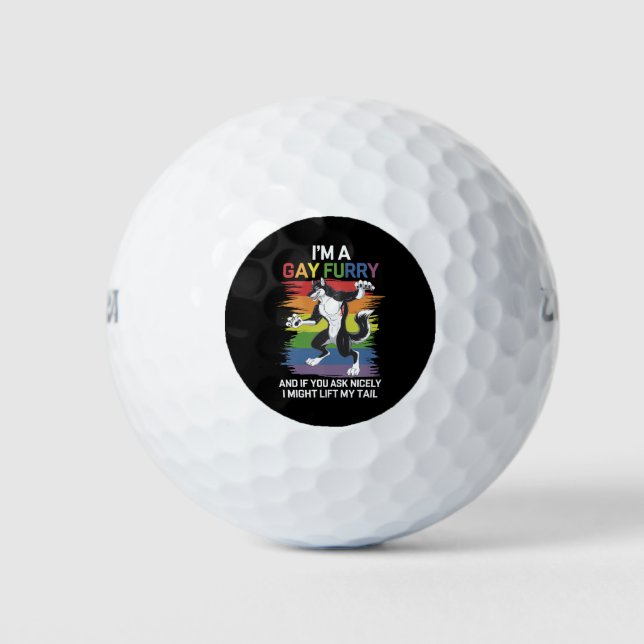 I'm A Gay Furry Fox Rainbow LGBTQ Pride Golf Balls (Front)