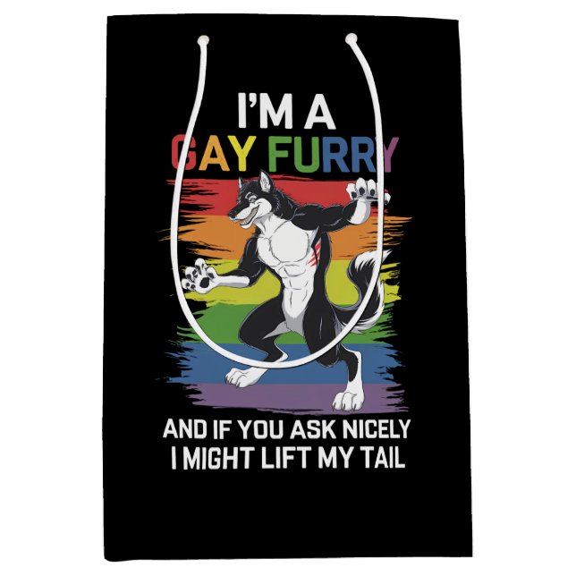 I'm A Gay Furry Fox Rainbow LGBTQ Pride Medium Gift Bag (Front)