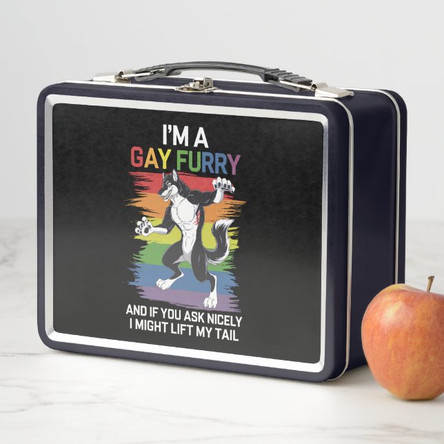 I'm A Gay Furry Fox Rainbow LGBTQ Pride Metal Lunch Box (In Situ)