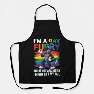 I'm A Gay Furry Rainbow Fox Wolf Pride Month Apron
