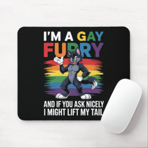 I'm A Gay Furry Rainbow Fox Wolf Pride Month Mouse Mat