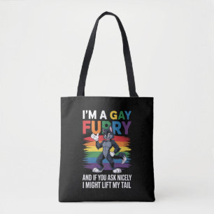 I'm A Gay Furry Rainbow Fox Wolf Pride Month Tote Bag