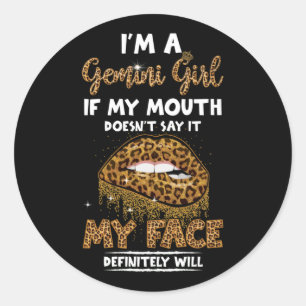 I'm A Gemini Girl Leopard Printed Birthday Classic Round Sticker