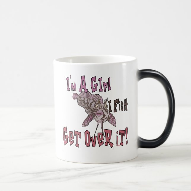 I'm a Girl  I Fish Get Over it Magic Mug (Right)