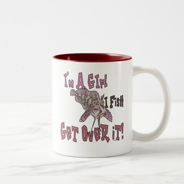 I'm a Girl  I Fish Get Over it Two-Tone Coffee Mug (Right)