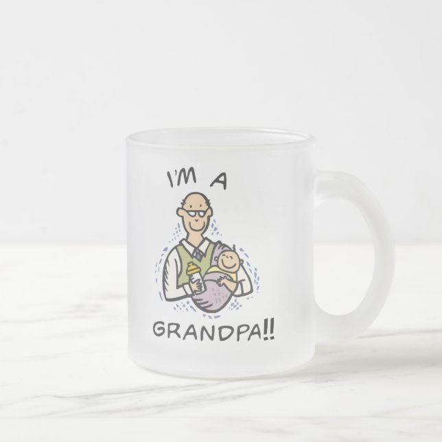 I'm a Grandpa T shirts and Gifts Frosted Glass Coffee Mug (Right)
