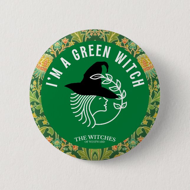 I'm A Green Witch! 6 Cm Round Badge (Front)
